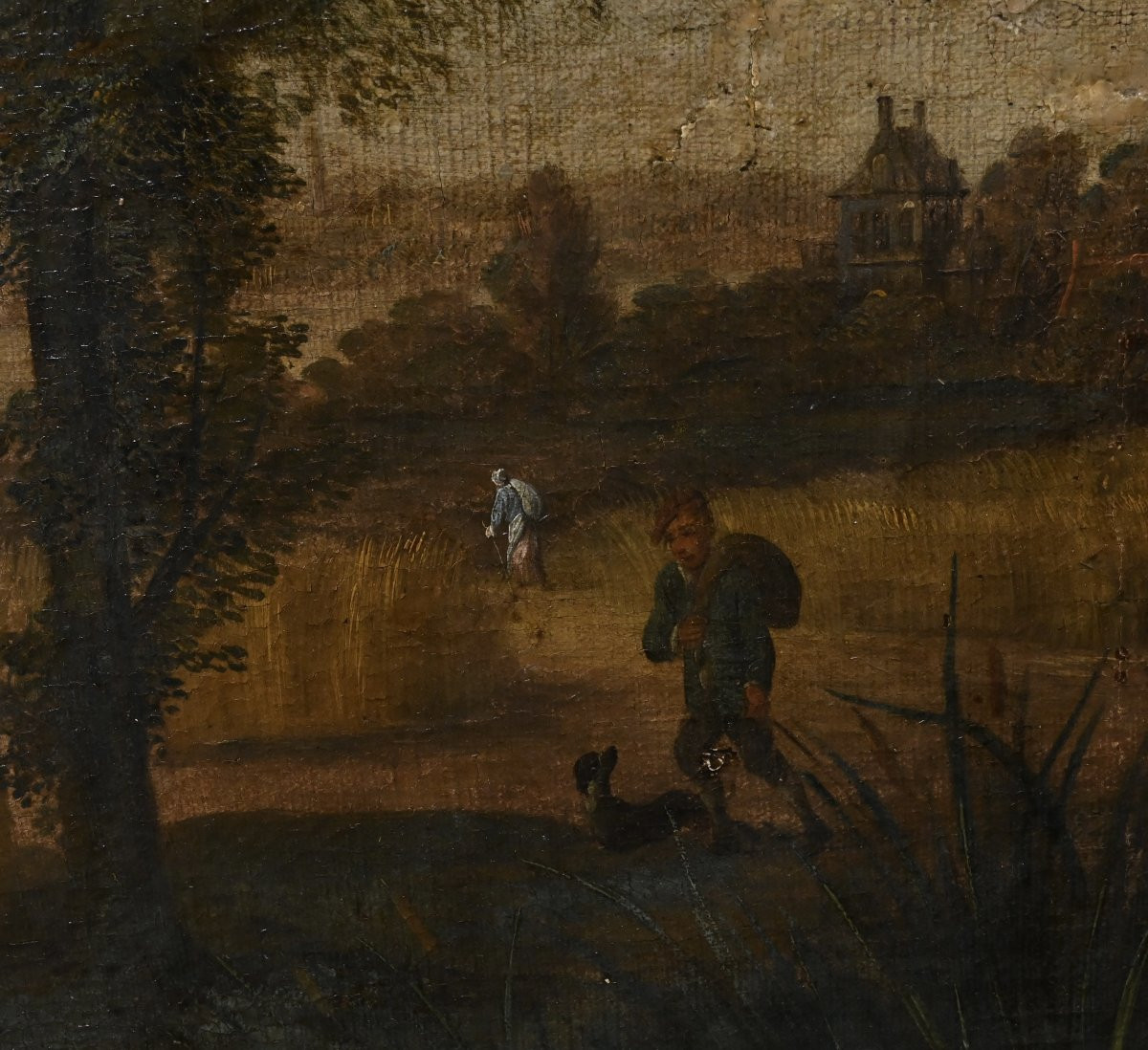 Villaggio Contadino Olio su Tela - Olanda XVII Secolo-photo-4